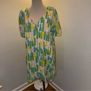 Adrienne M Green Yellow Pink Pastel Dress